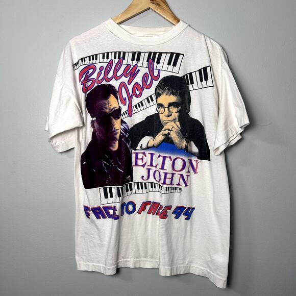 Vintage Other - Vintage Elton John Billy Joel T-Shirt Pianoman Face to Face 94 90's Thrashed XL